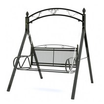 빈티지 아치형 벤치 그네 흔들 의자 야외 정원 베란다, 블랙 스윙 시트 체인 후크 세트 거치대 없음