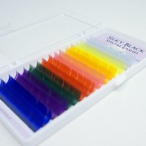 실키블랙 컬러래쉬. 속눈썹연장재료, 컬러믹스(8가지 다양한색), C컬, 8mm