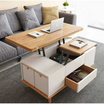 리프트업 쇼파 테이블 높낮이 조절 수납 거실 탁자, 블랙