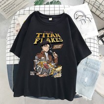 옴니뷰 Anime T-shirt men Graphic Cartoon Titan Attack Shingeki No Kyojin 티셔츠 하라주쿠 오버사이즈, 06 S9202-Black_02 S