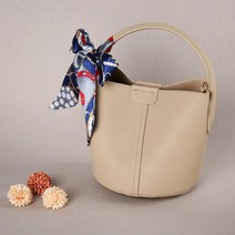 탈부착 트윌리 리본 여자 천연가죽 버킷 토트백 5색 2way