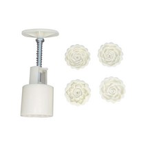 Unionvicky 원형 DIY 엠보싱 핸드 프레스 스탬프 + 월병틀 4개입 세트 50g, 굿 럭 플라워, 1개