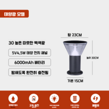 led 태양광 야외등 정원꾸미기 주택 가로등, 높이 30cm 4.5W(백색광)