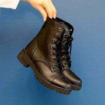 슈즈앤클럽 에밀로 키높이 레이스업 지퍼 앵클 여성 워커 부츠 4cm