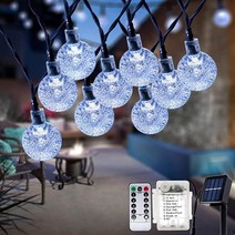 태양광 글로브 조명 7m(23피트) 50 LED 배터리 전원 방수 크리스탈 볼 스트링 리모컨 포함 정원 파티오 파티 뒷마당 결혼식 할로윈 크리스마스용 (웜 화이트), Cool White