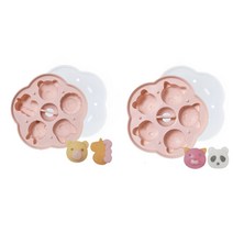 Nolepe 5구 실리콘 베이킹 몰드 우드 스틱 50개 포함, 1개, 핑크 애니멀 파라다이스1, 핑크 애니멀 파라다이스2