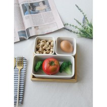 샐러드 소스 반찬 나눔 도자기볼 트레이세트 반찬나눔 소스볼 귀여운그릇, 1개, 3구