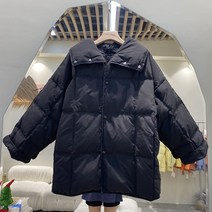 2021새로운 라이트 다운 재킷 여성의 겨울 짧은 느슨한 한국 패션 기질 화이트 오리 다운 재킷 안티 시즌