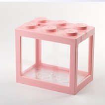 마리모 베타 레고 DIY 미니 어항 대형 12x8x10.5cm, 1레고어항대형-핑크