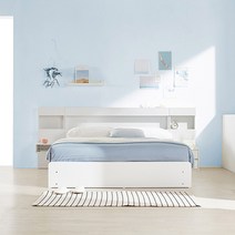 [KT알파쇼핑]파로마 원데이 LED 수납 호텔침대 SS 선반1 프레임만 (착불), 화이트