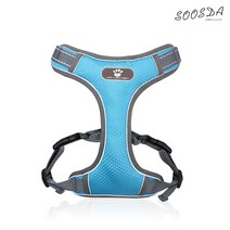 수스다 강아지 하네스 X형 X핏 사이즈별 S M L XL 소형견 중형견 대형견 반려견 가슴줄, 블루 S