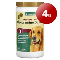 리암마켓 NaturVet 네이처벳 강아지용 조직 연골 관절 건강 관리 보충제 글루코사민 DS 플러스 소프트츄 240개 576g 1팩, 4팩