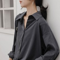 여성 셔츠 블라우스 패션 의류 상의 셔츠 여성여성 블라우스 긴 소매 단색 셔츠 느슨한 패션 버튼 빈티지 스타일 우아한 탑스 턴 다운 칼라 세련된