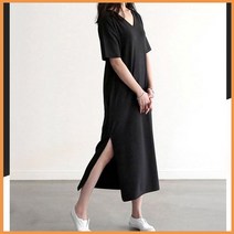 반팔 원피스 브이넥 와이드 사이드 트임 포켓 추천 드레스 옷 여성 여자 의류 상의 여친 룩 트렌드 코디 스타일 의상 대학생 외출 패션 패셔니스타 디자인 룩북 유행 LKO550