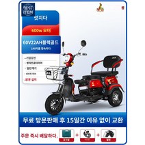 전동 스쿠터 전동차 장애인전동스쿠터 삼륜오토바이, 【쿨+600w 모터】+60V22Ah 블랙골드 배터리+기, 48V