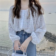 쥬크 bcbg 블라우스 여성 꽃 싱글 브레스트 o 넥 쉬폰 패치 워크 달콤하고 랜턴 슬리브 얼짱 요정 레트로 셔츠