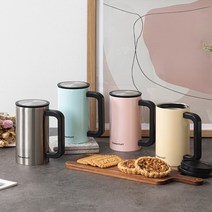 304 스텐소재 심플라인 핸들 텀블러 손잡이 컵 보온 보냉 이중진공 bpa free 380ml, 라이트블루