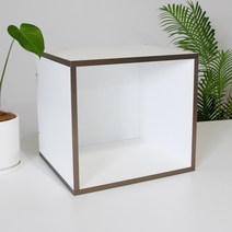 큐브프레임 DIY 큐브박스 1단 공간박스 도어형 오픈형 나무수납 상자, 밀키화이트+딥브론즈(큐브박스+문짝)
