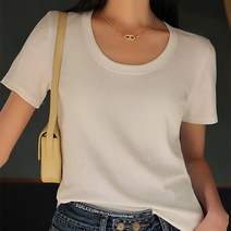 데일로엔 여성 골지 쫀쫀 라운드넥 기본 반팔티셔츠