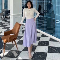 [러브유]여성 봄 가을 A라인 뒷밴딩 파스텔 플레어 롱치마 스커트(7color)