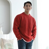 보스트핏 오버핏 램스울 라운드넥 남자 겨울 도톰한 하찌 니트 긴팔 티셔츠 8color