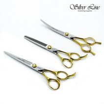 실버라인 강아지 애견미용 국민 3종 톱니 민가위 커브가위 숱가위, 6.5인치