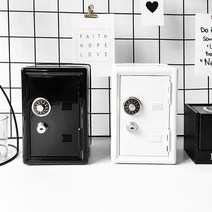 철제 캐비넷 저금통 미니 금고 지폐 저축 개인금고 비밀 금고 보관함 빈티지 앤틱 유니크 인테리어 소품, 화이트