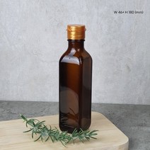 유리병 갈색 사각 참기름병 180ml BN180S (원터치캡) 오일용기 소스 양념 포장용기, LDPE캡-골드