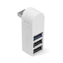 미니 회전식 3 포트 USB 3.0 허브 고속 데이터 전송 분배기 박스 어댑터 PC 노트북용 확장기, 02 산호 레드