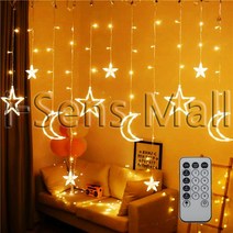 아이굿즈 LED 크리스마스 장식 작은별 전구 6p + 큰별 전구 3p + 큰달 전구 3p + 줄조명 + 리모컨 세트, 노랑색(전구), 랜덤발송(리모컨)