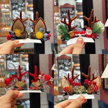 크리스마스 아기 사슴뿔 머리띠 아기 귀여운 머리띠 크리스마스 빨간 머리띠 소녀 집게 털 공 머리띠