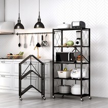 이케아 선반 다용도 수납 선반장 철제 3단 4단 5단 책 북 팬트리 원룸 베란다 거실 주방 접이식 조립 필요 없는 선반 diy 진열장, 4단 화이트 접이식 선반