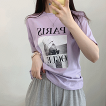 보그 파리 오버핏 여자 여름 반팔 티셔츠- 4color