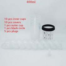 10/20/30/50pcs 대량 스프레이 건 페인트 탱크 스프레이 총 믹싱 컵 165/400/600ml 일회용 측정 컵 유형 H/O 퀵컵, 400ml 10pcs