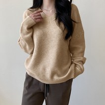 데일리앤 메일 여성 겨울 포근 루즈핏 브이넥 니트