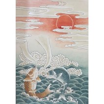 세로형 우드 직소퍼즐 기운이 넘치고 복을 부르는 잉어도 연꽃 그림 스트레스 해소 집순이 취미 성인용 감압 장난감, j, 1000조각