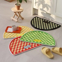 레트로 체커보드 논슬립 반달 발매트 4color 욕실 현관 주방 매트 미니 러그, 옐로우