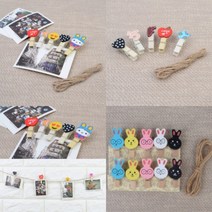 나무집게 마끈 세트 쇼클립 엽서꽂이, 영문 14P
