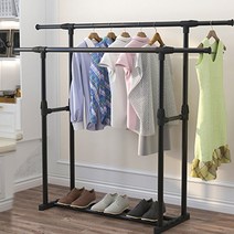 MZ 2단 1단 옷걸이 드레스룸 더블 미니 스탠드 원룸 행거 철제, 1단 기본형