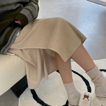 꿀꿀민연 니트 A라인 스커트 미디엄 롱 스트레이트 랩 스커트