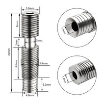 금속 티타늄 합금 히트 브레이크 KINGROON KP3S 3.0 KP5L 3D 프린터 MK8 핫엔드 스로트 M6 x 30mm 1.75mm PLA ABS PETG, [02] All metal steel