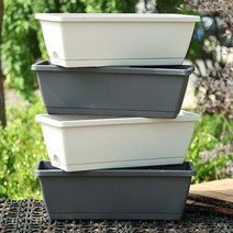 [해피앤몰] 직사각형 대형 베란다 텃밭 화분 플라스틱 직사각 긴화분, 머스타드 그린