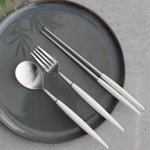 국산 실버 어린이 숟가락 젓가락 포크 3P 수저 어린이집 간식 리빙 홈, 올리브