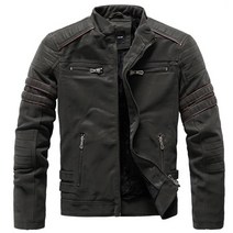 오토바이가죽자켓 겨울 양모 가죽 자켓 남성 스탠드 칼라 세척 레트로 바이크 오토바이 Jaqueta Masculino, 03 dark green, [02] XL