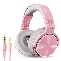 One Odio 헤드폰 유선 오버이어 헤드폰 이공 접속 DJ용 모니터 마이크 장착 HiFi 악기 연습 음악 감상 영화 감상 재택 근무 라이브 텔레워크 Pro10 유튜브 방송, 그레이 x 핑크