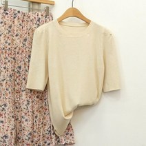 5부 퍼프 숄더 봄 여름 루즈핏 반팔니트