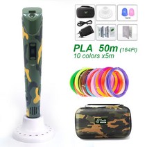 3디펜 3D 펜 프린팅 100m PLA 필라멘트 1.75mm DIY 케이스 어린이 교육 장난감 선물, [03] 카모플라쥬 밀리터리 PLA 50m