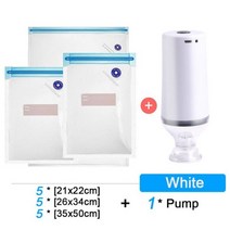 재사용 가능한 진공 식품 보관 지퍼 가방 세트 전기 휴대용 진공 실러 펌프 sous vide 가방 usb 충전식 bpa 무료, 15pcs 가방-펌프 세트