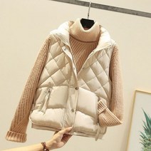 패딩 조끼 여성 숏 가을 겨울 아가일 다운