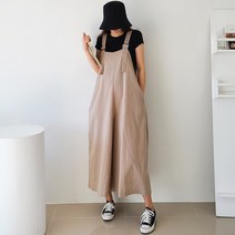 봉시스터즈 아일렛멜빵통바지 멜빵바지 와이드팬츠 통바지 점프수트